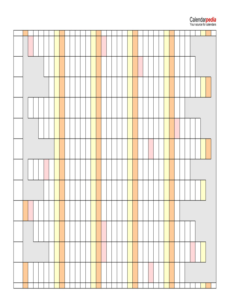 2024 Calendar Landscape Linear Days Aligned | PDF