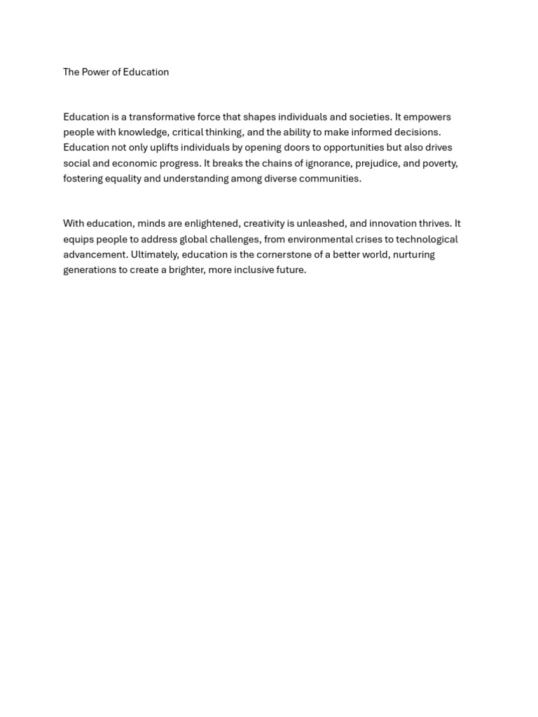 Power Of Education PDF