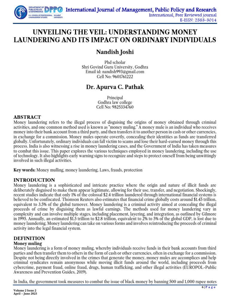(6-11) Unveiling The Veil Understanding Money Laundering and Its Impact ...