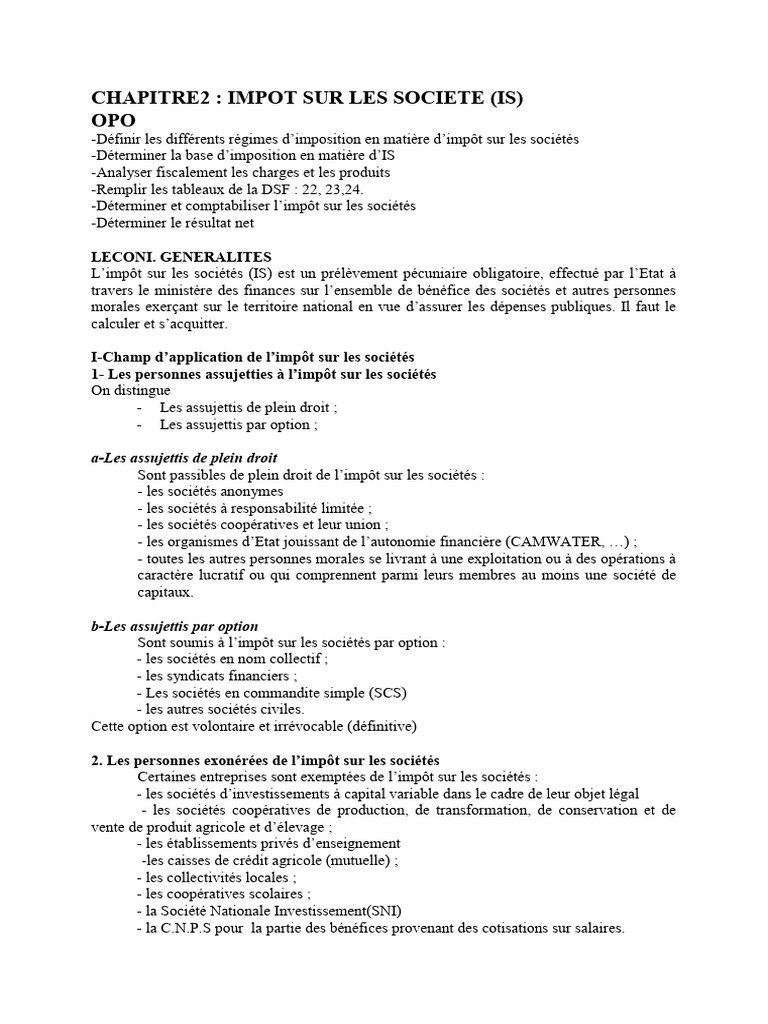 Guide sur l'Impôt sur les Sociétés (IS) | PDF | Dépréciation | Taxe d ...