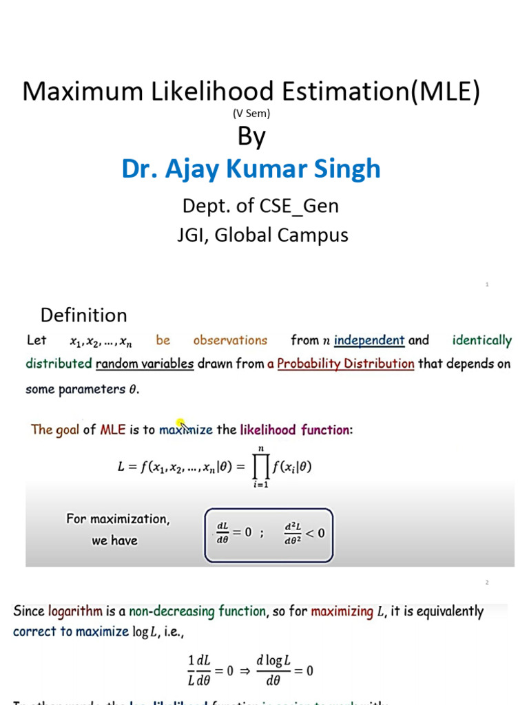 Maximum Likelihood Estimation Overview | PDF