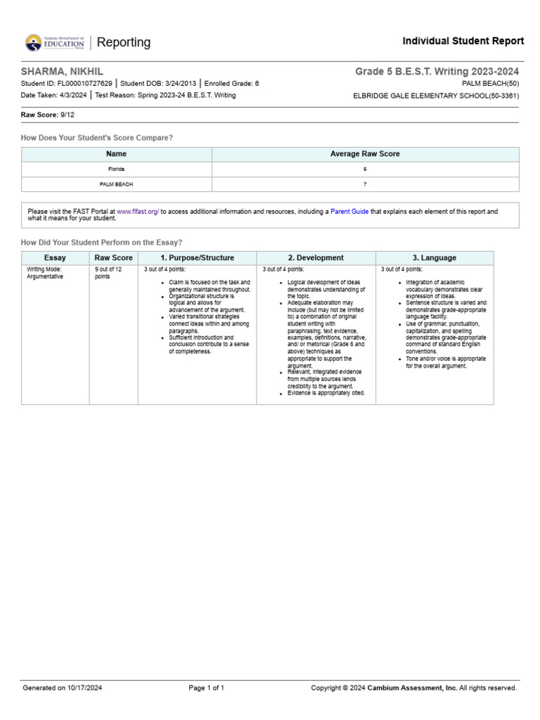 Grade 5 Best Writing Pdf Essays Argument