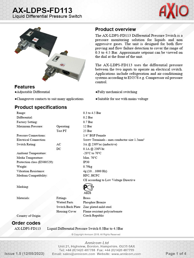 AX-LDPS-FD113 (1) | PDF | Electrical Connector | Switch