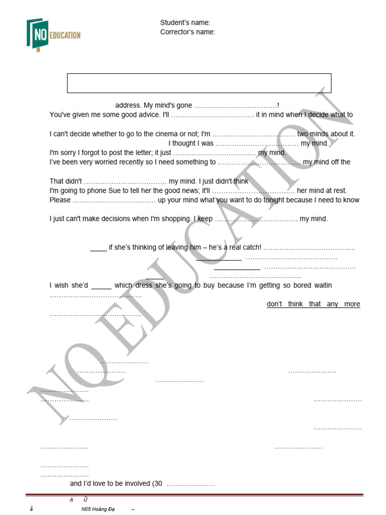 English Homework: Mind Expressions & SAD | PDF | Emotions | Clinical ...