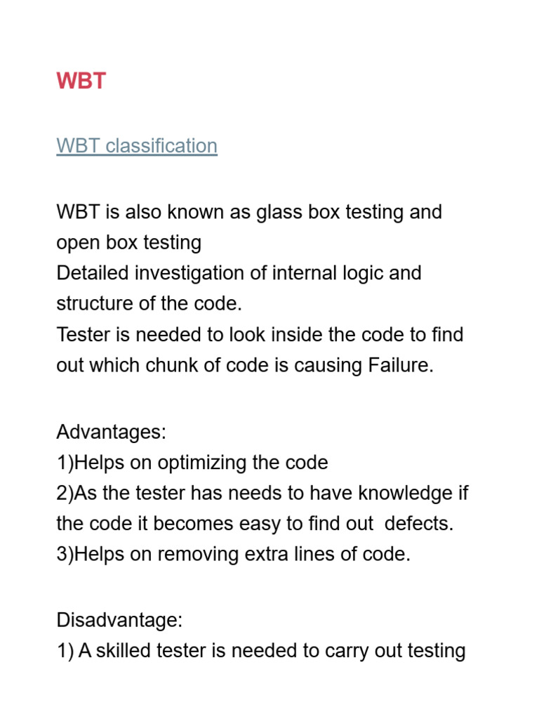 WBT Classification | PDF