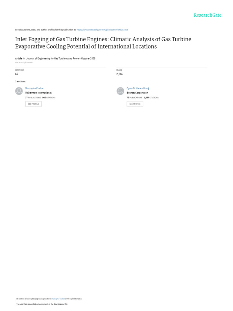 Inlet Fogging of Gas Turbine Engines Climatic Anal | PDF | Humidity ...