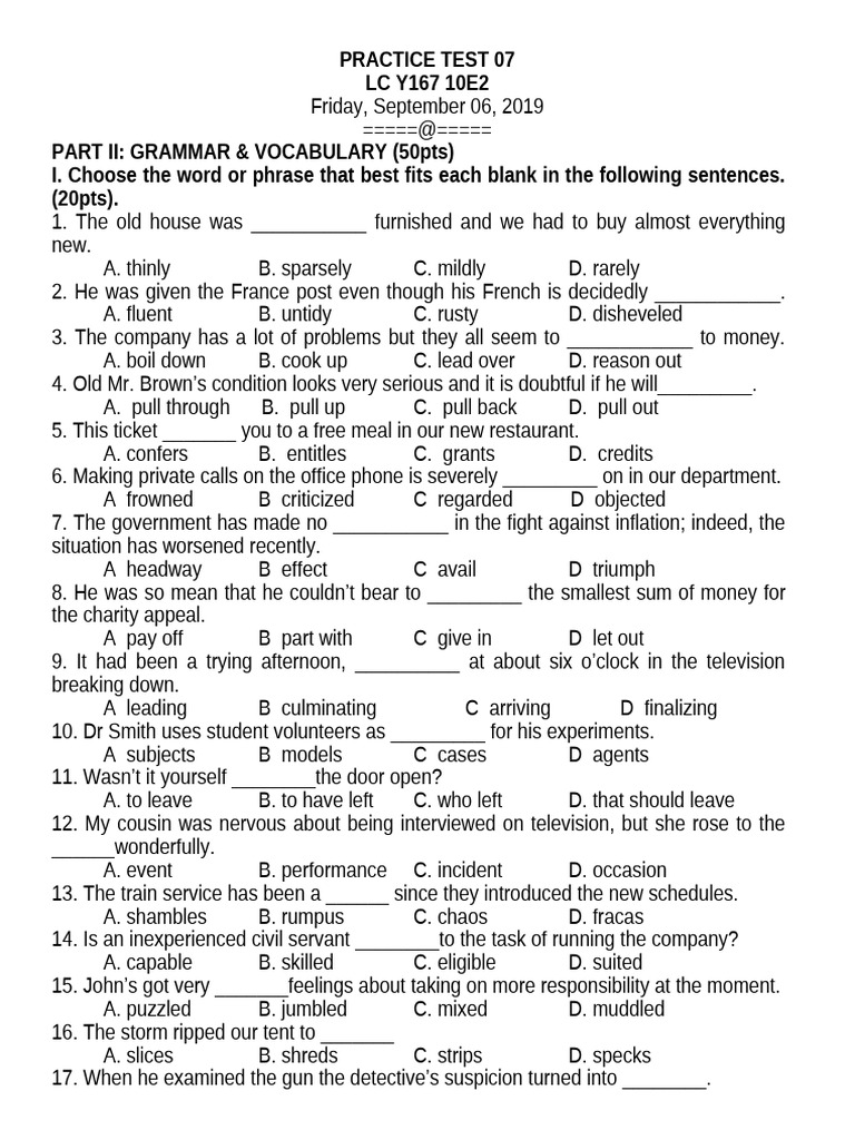Practice Test 07 Y167 LC 10e2 | PDF | Continent | Geology