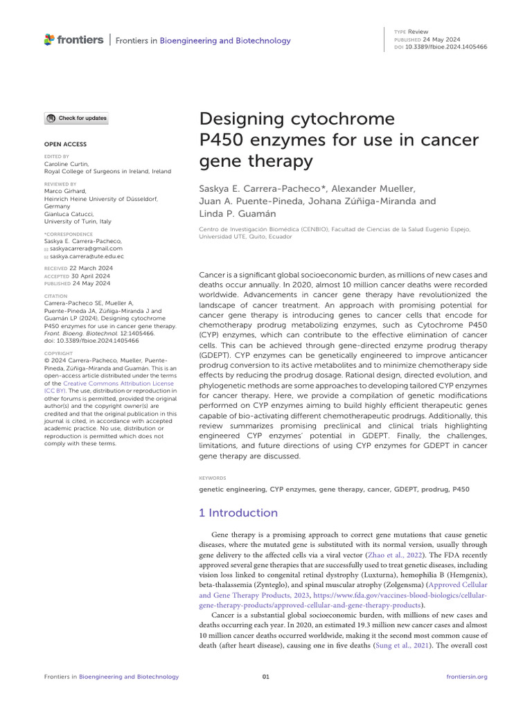 Fbioe 12 1405466 | PDF | Cytochrome P450 | Drug Metabolism