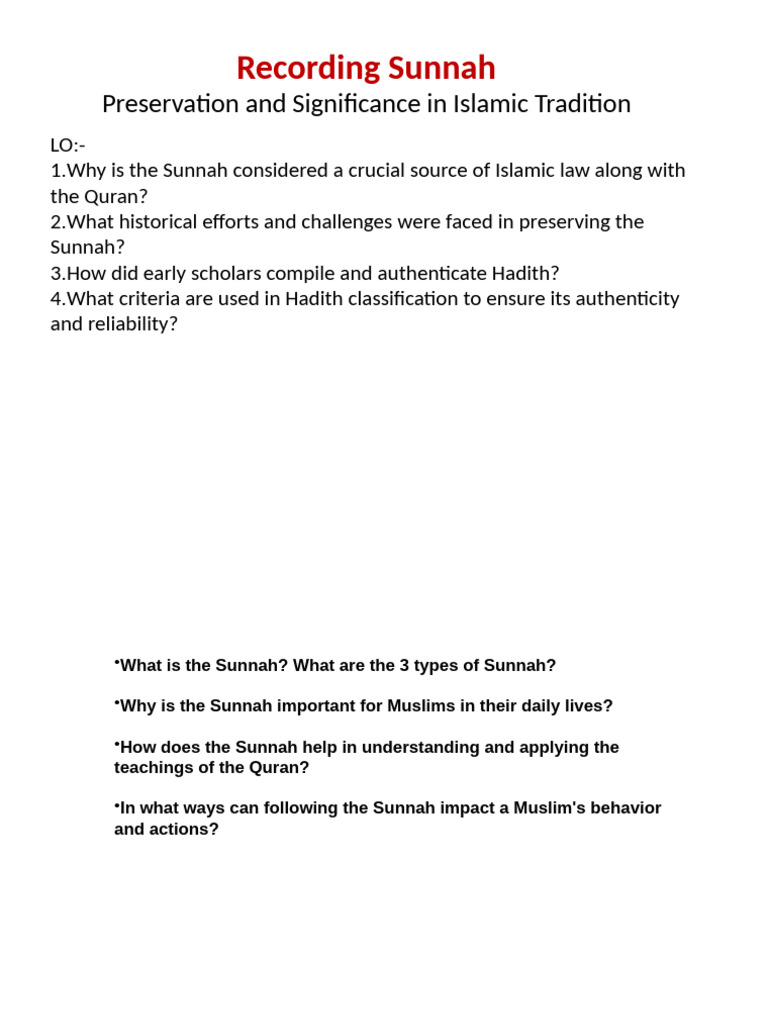Types and Significance of Sunnah | PDF | Hadith | Muhammad