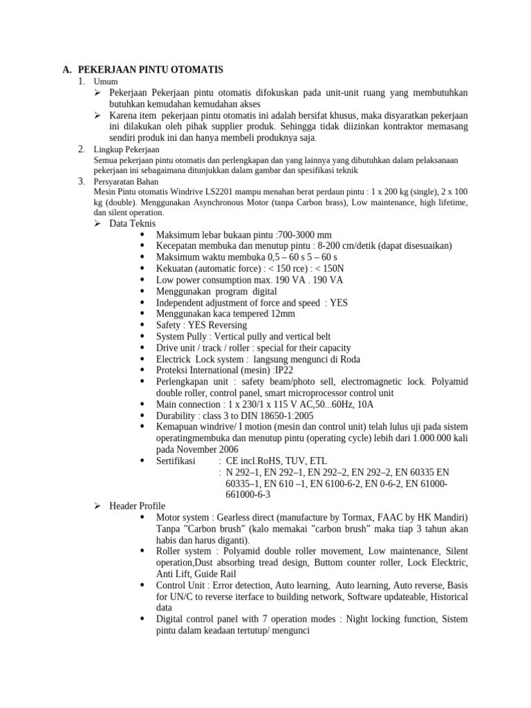 Pekerjaan Pintu Otomatis Pdf