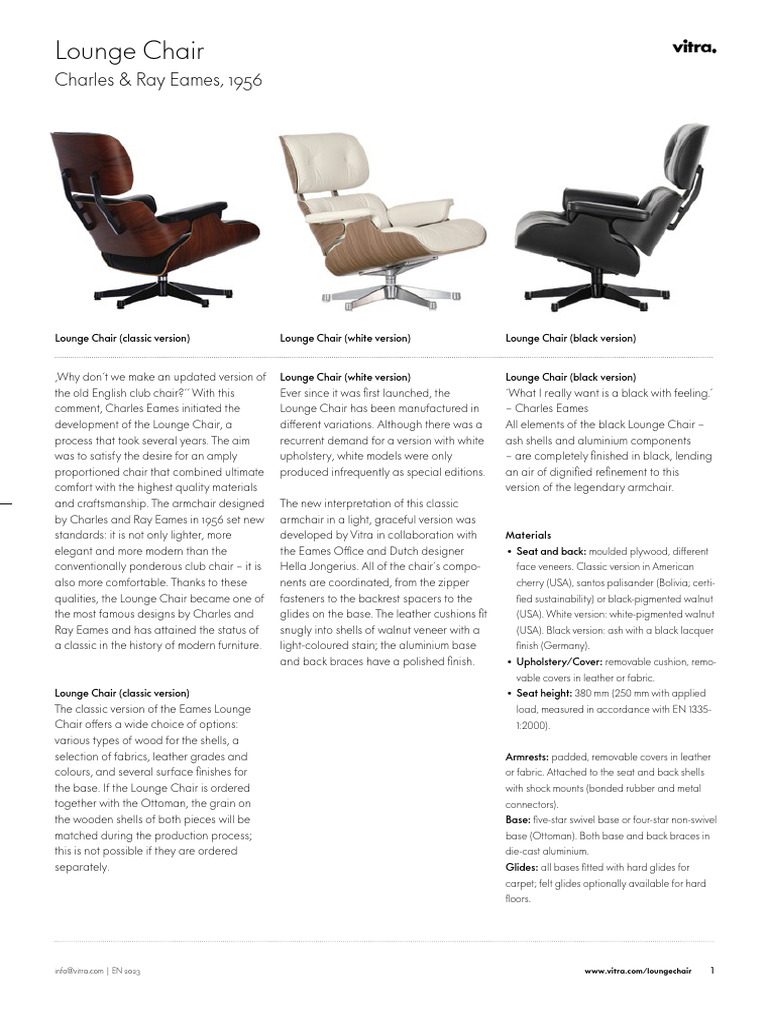 Eames Lounge Chair: Design & Options | PDF | Furniture