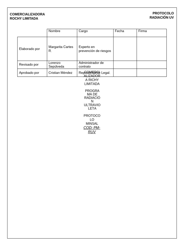 Pm-Ruv-Programa de Radiación Uv Rochy | PDF | Ultravioleta | Seguridad ...
