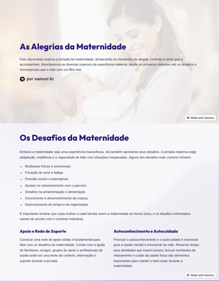 Alegrias e Desafios da Maternidade | PDF