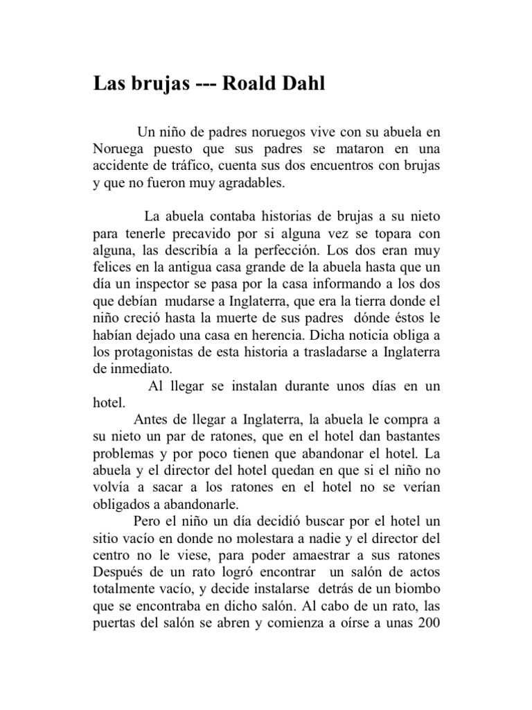 Resumen Las Brujas Dahl, Roald PDF