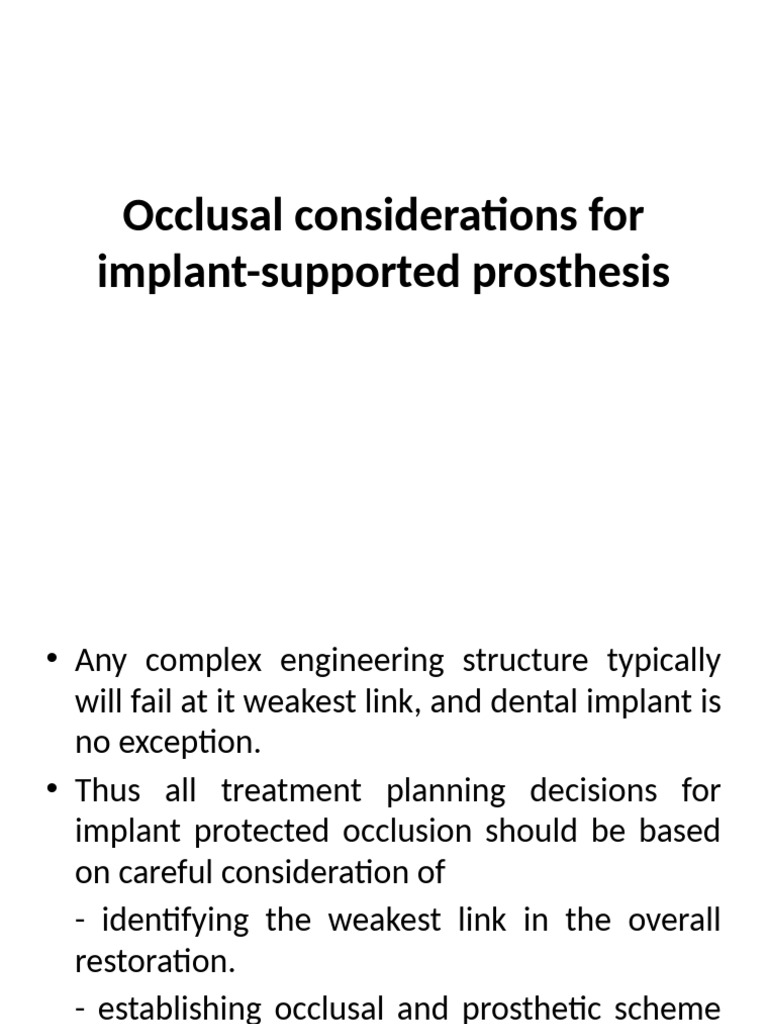 Occlusal Strategies for Implant Prosthesis | PDF | Dental Implant ...