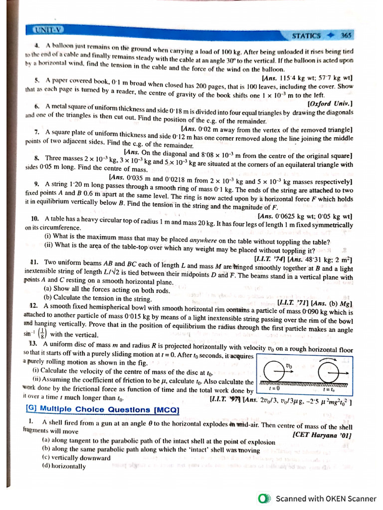 Statics MCQ | PDF
