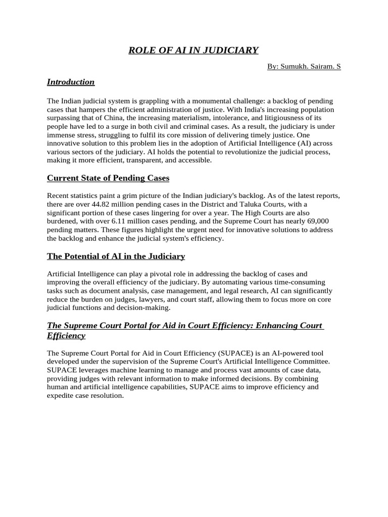 AI's Impact on India's Judicial System | PDF | Artificial Intelligence ...