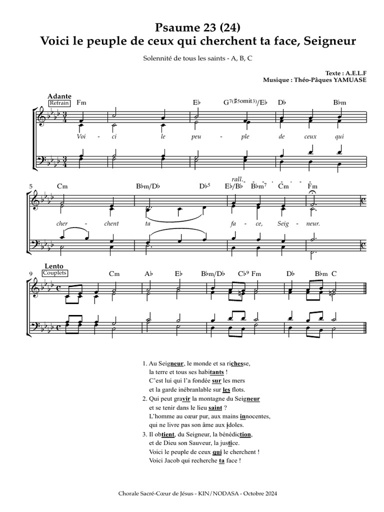 Psaume 23 : Voici le peuple en quête | PDF | Liturgie et culte chrétien ...