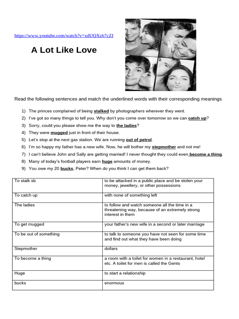 A Lot Like Love Activities | PDF