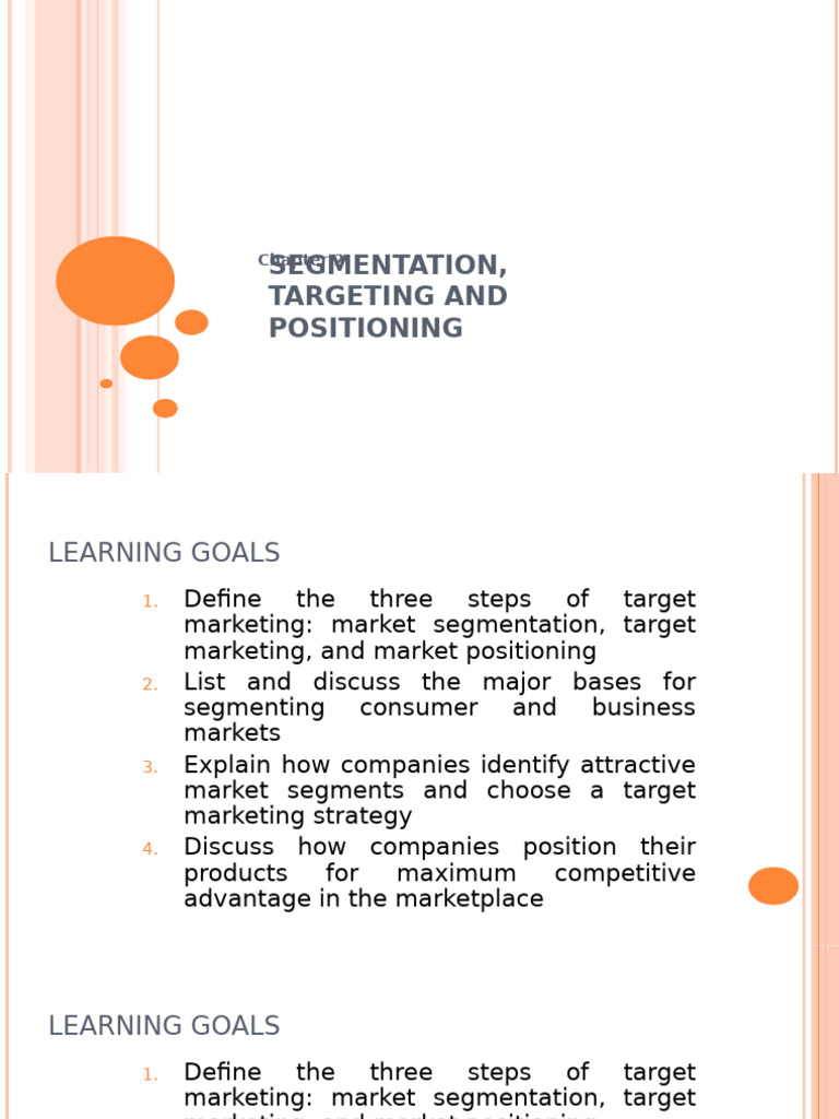 Ch. 2 - Mkt. Seg, Targ, Positioning | PDF | Market Segmentation | Marketing