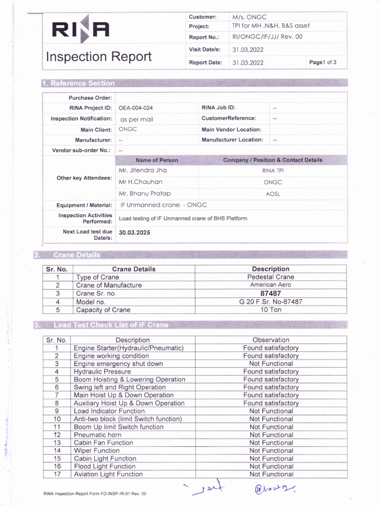 IF Crane - Load Test 29.03.2022 | PDF | Crane (Machine) | Mechanical ...
