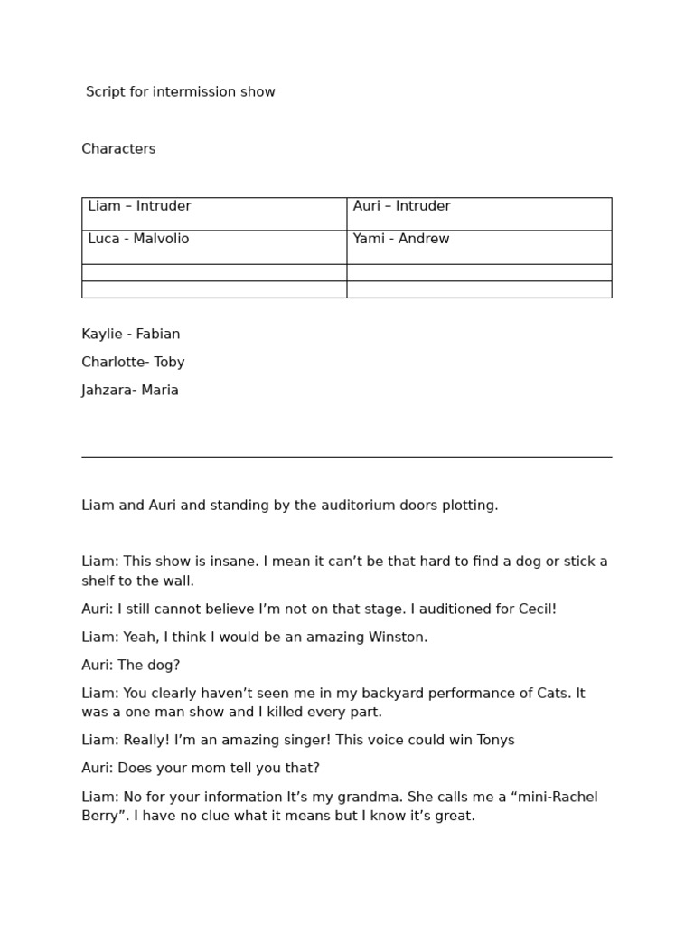 Intermission Show Script: Twelfth Night | PDF