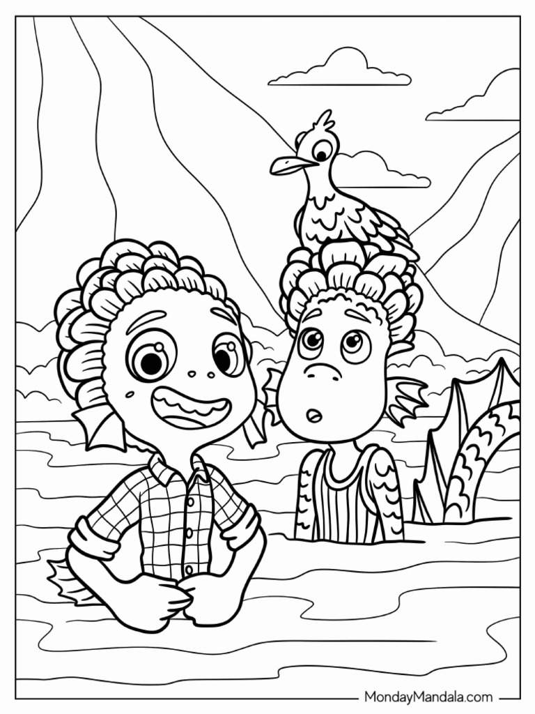 Luca and Alberto As Sea Monsters Coloring Page | PDF