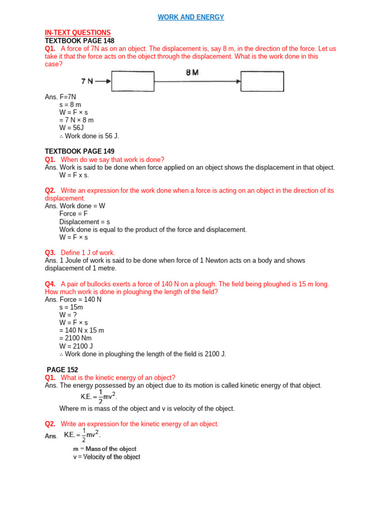 Work - Intext Questions | PDF