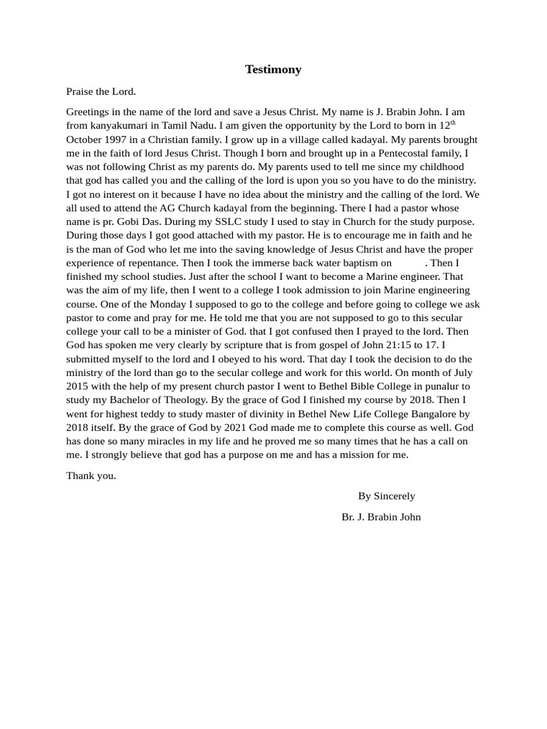 testimony | PDF | Jesus | God