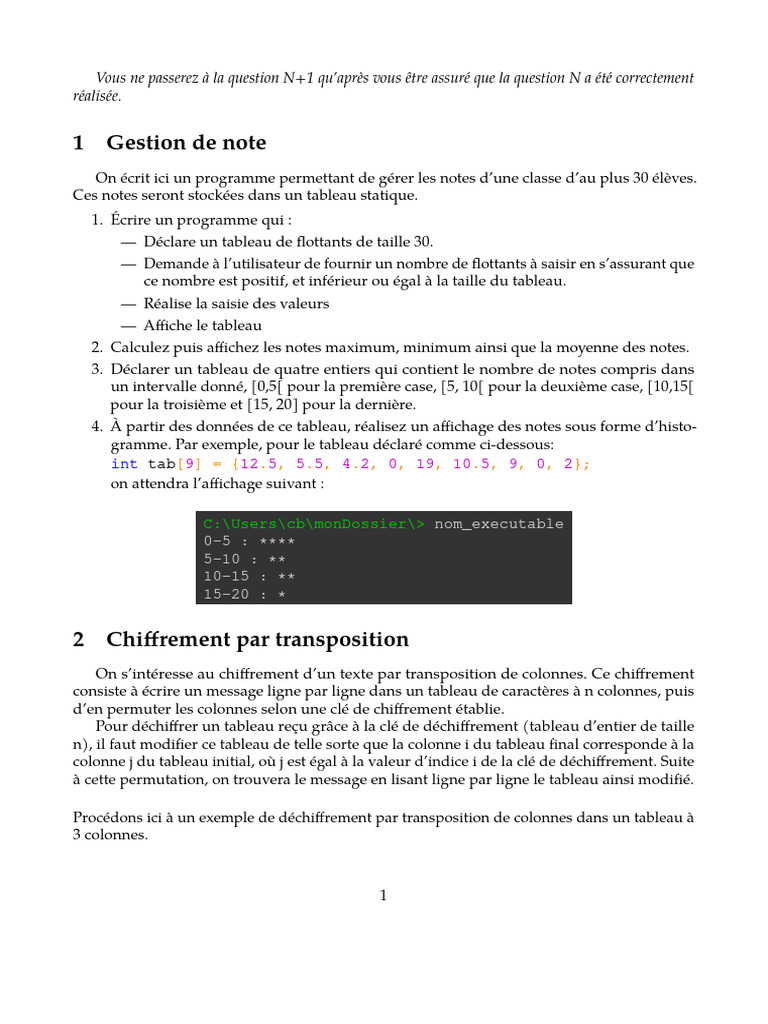 Gestion des notes et chiffrement en C | PDF | Cryptage | Permutation