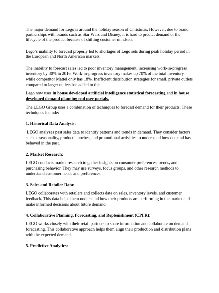 Lego's Demand Forecasting and Distribution | PDF | Forecasting | Supply ...