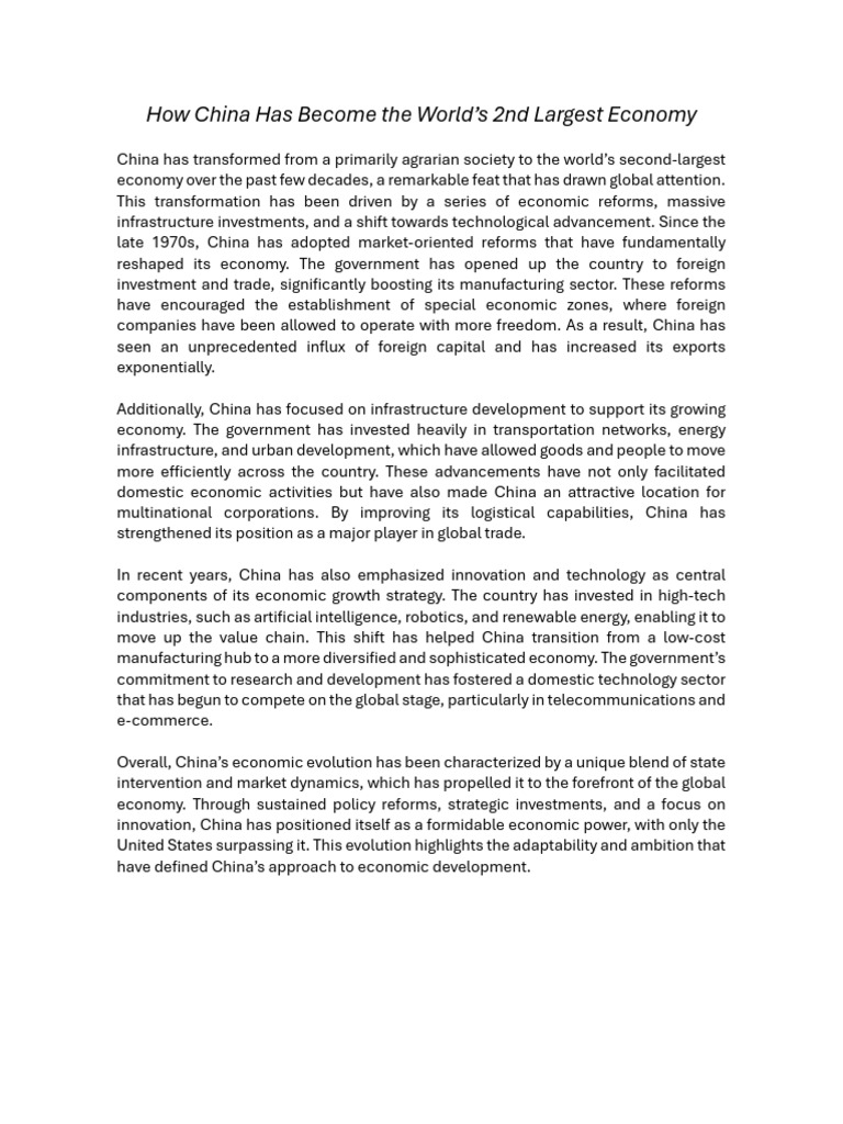 China's Rise to 2nd Largest Economy | PDF | China | World Politics