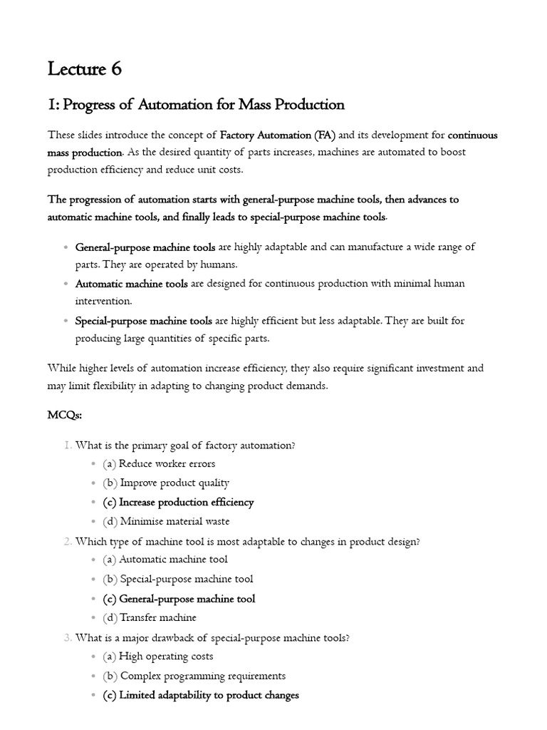 Automation in Mass Production Tools | PDF | Machine Tool | Automation
