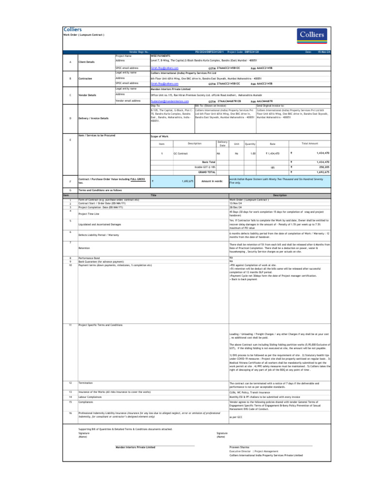 PO for C&I works | PDF | Insurance | Indemnity
