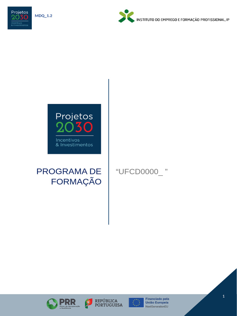 Programa de Formação UFCD 0000 | PDF