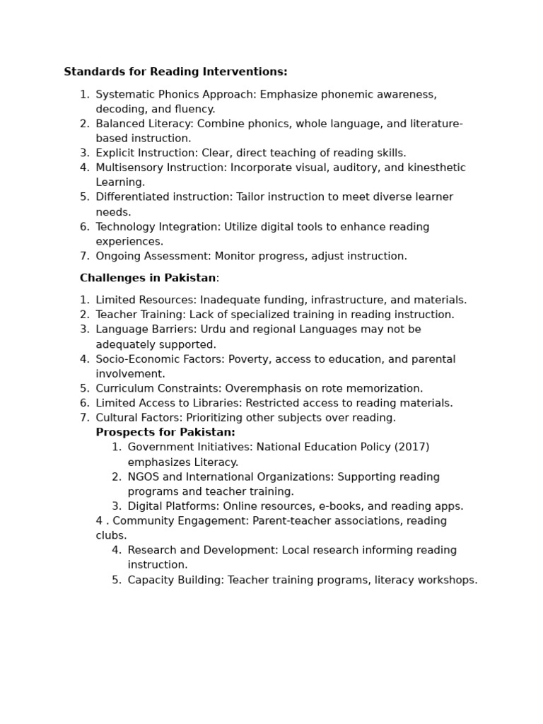 Standards for reading interventions pdf