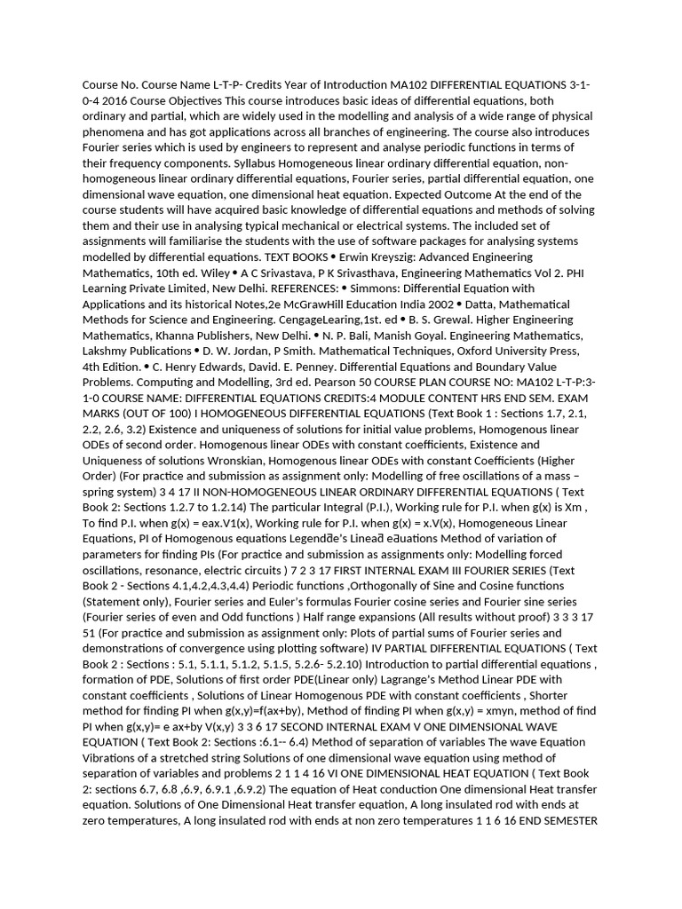 Differential equations pdf partial differential equation