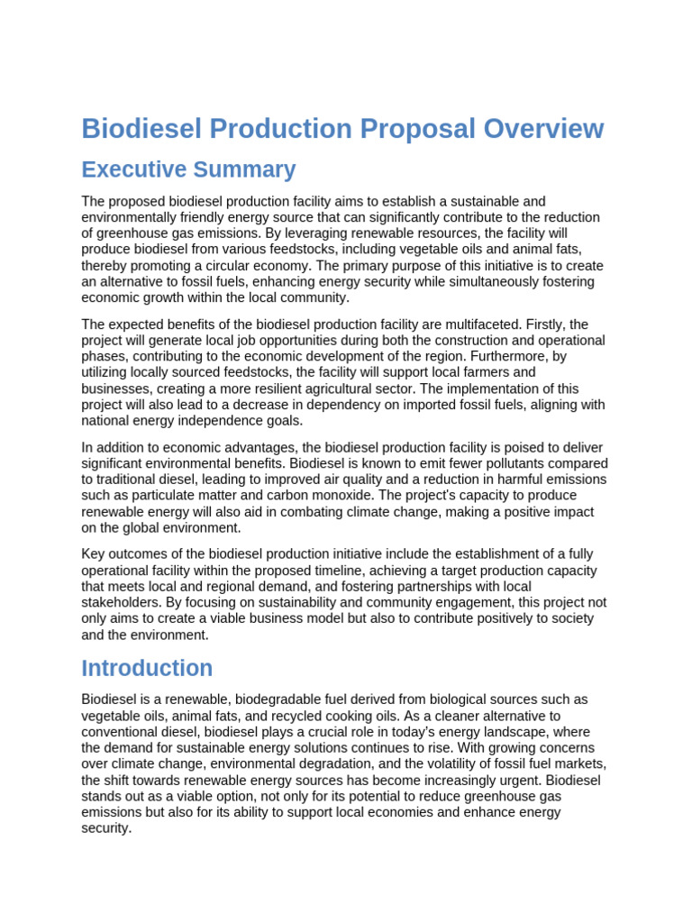 Biodiesel Production Initiative Overview | PDF | Biodiesel ...