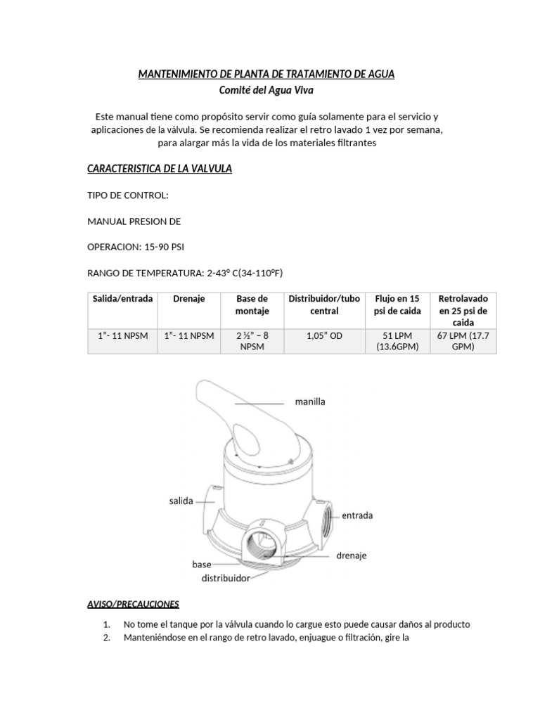 Mantenimiento de Planta de Tratamiento de Agua | PDF | Agua | Cloro