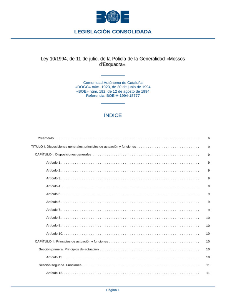 4 - MMEE - BOE A 1994 18777 Consolidado | PDF | Policía | Fiscal