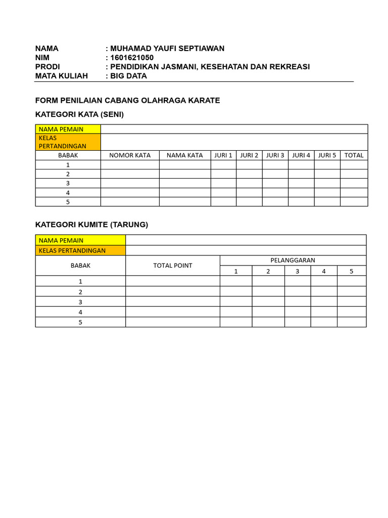 Format Penilaian Karate Kata dan Kumite | PDF