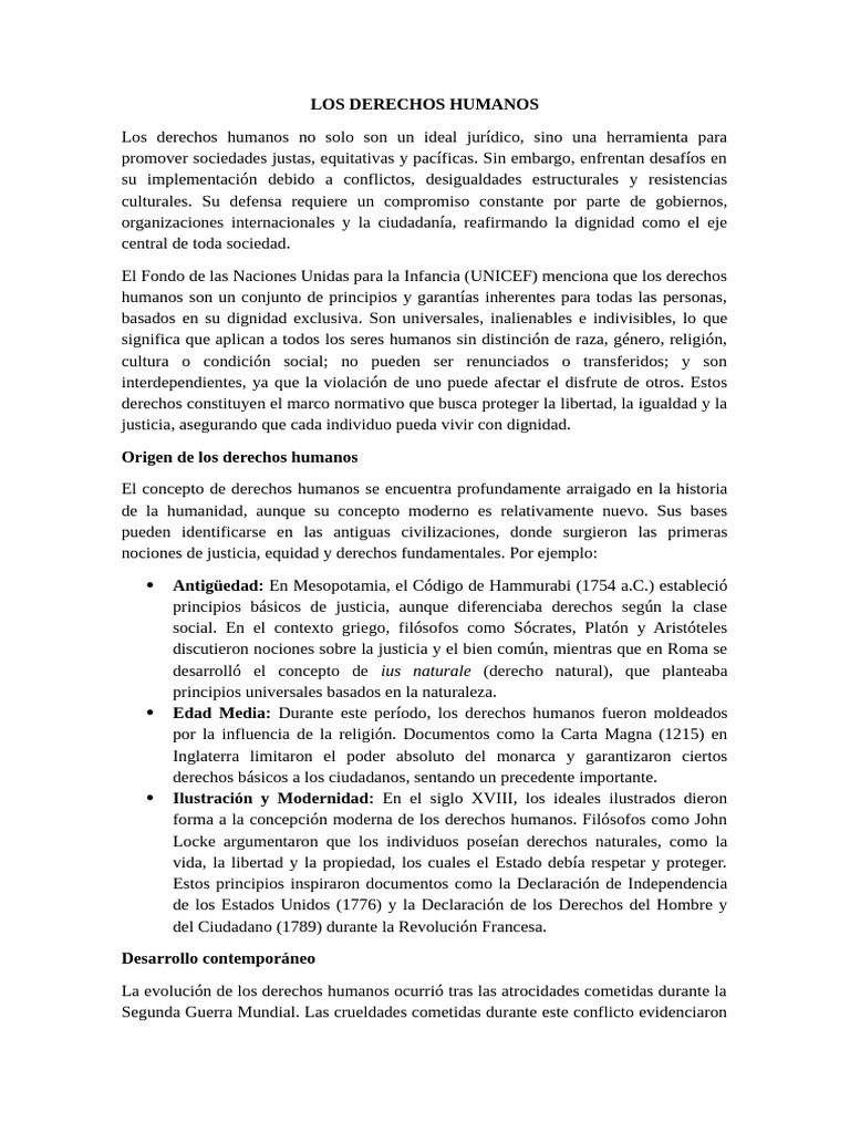 Importancia y evolución de los derechos humanos | PDF | Derechos ...