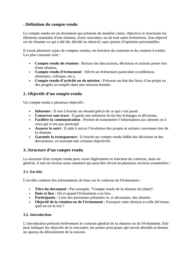 Définition du compte rendu | PDF | Commercialisation