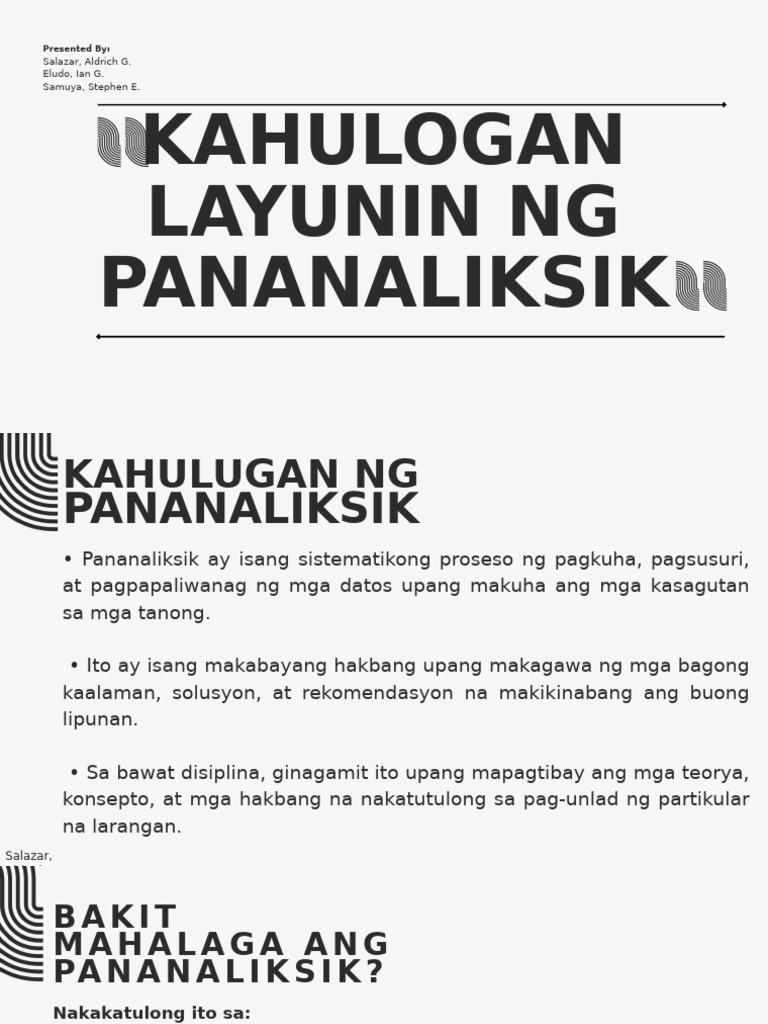 Kahulogan, Layunin NG Pananaliksik | PDF