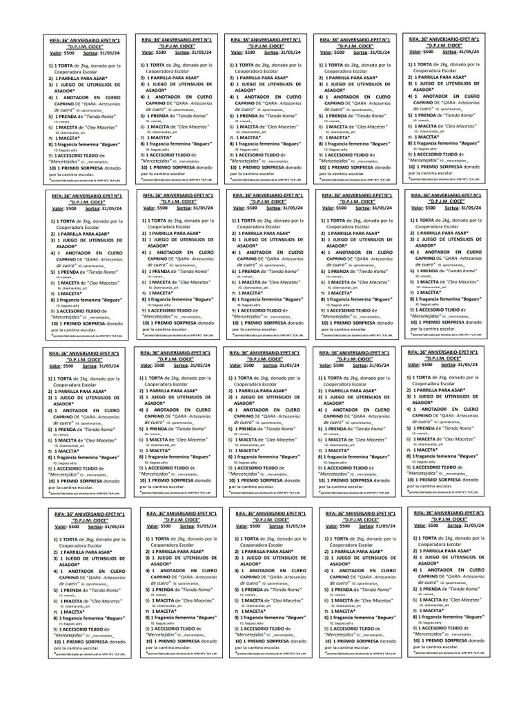 Premios Rifa | PDF