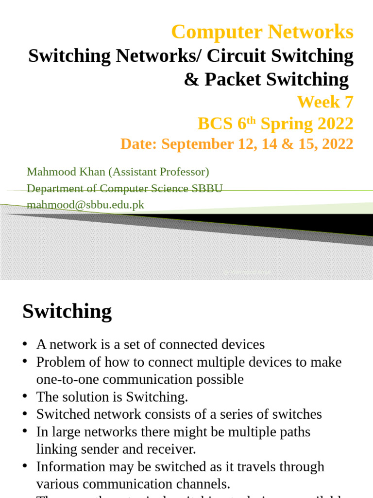 Computer Networks Week 7 (3) | PDF | Computer Network | Packet Switching