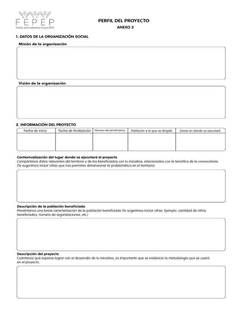 Perfil y Planificación de Proyecto Social | PDF