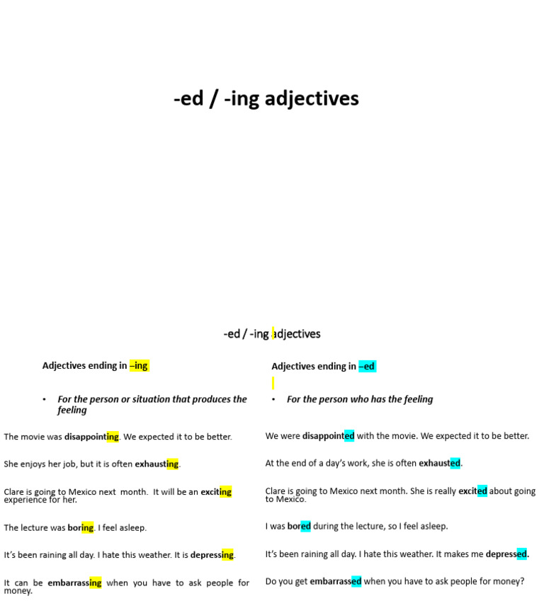 Understanding -ed and -ing Adjectives | PDF