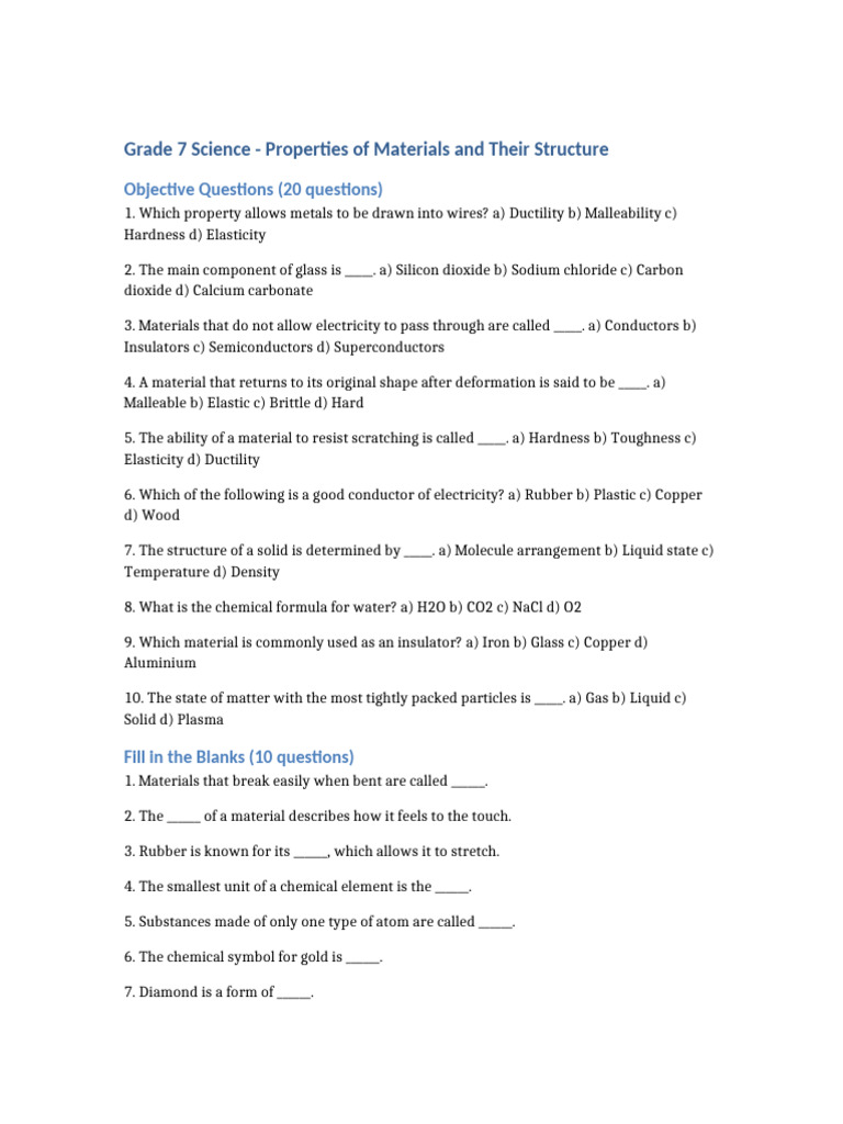 Grade7_Science_Properties_Materials_Final_Complete | PDF | Metals ...