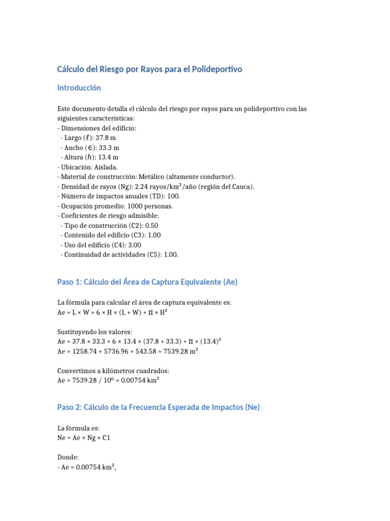Densidad de Impactos de Rayos en Polideportivo | PDF